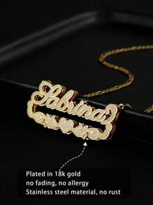 1PC High-End Premium Stainless Steel Gold Plated Double Layer Personalized Necklace, Suitable For Father's Day, Mother's Day, Valentine's Day, Birthday, Anniversary, Graduation, Christmas, Elegant Gift For Friends And Family