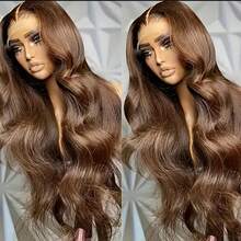 13X4 Free Part Ombre Pink Body Wave Synthetic Lace Front Wigs For Women 28 Inch Long Wavy Hair Wigs Glueless Soft Pink Ombre Colored Wigs Heat Resistant Christmas Wig Natural Long Wave Lace Front Wigs For Daily Party Cosplay Use - Light Brown - 查看 2