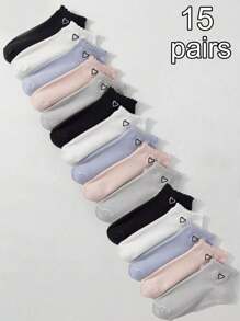 10/15 Pares de Meias Coloridas de Coração para Tornozelo, um Acessório Essencial para Garotas, Estilo Doce Japonês, Uso Diário Versátil, Design Baixo, Antiderrapante e Hipoalergênico, Meias Confortáveis e Respiráveis para Mulheres