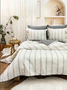 土耳其制造 - BESTİNA GOLD Harmony Hues 色织两件套双人及单人尺寸羽绒被套 | 160x220 厘米羽绒被套及 50x70 厘米枕套 | 90% 棉 10% 涤纶