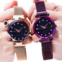 Women's Sky Shiny Rhinestone Analog Watch With Magnetic Clasp - 無色 - 查看 4