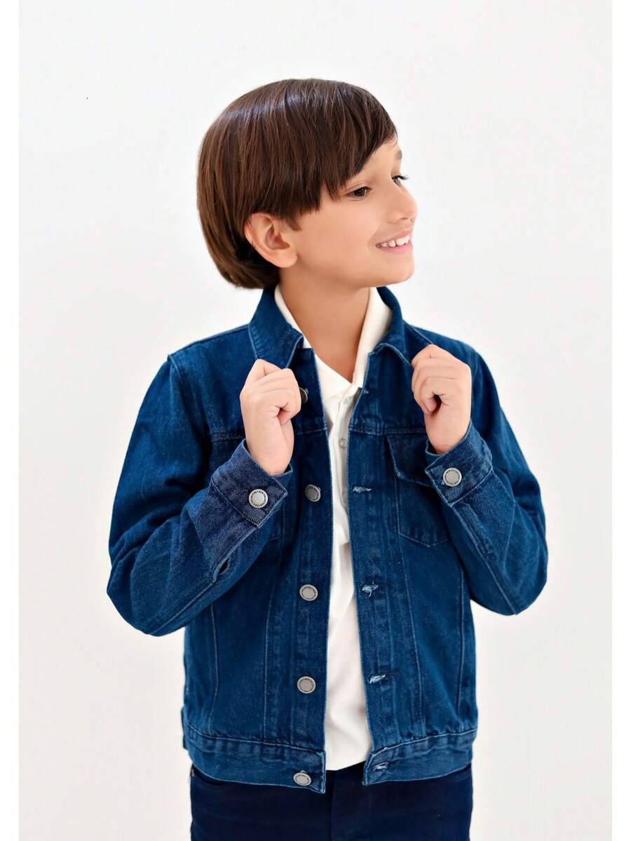 Pimbolim Jeans Boy's Jean Jacket, Children's, With Pockets, Super Stylish. - 藏蓝色 - 查看 1