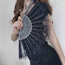 2 Stücke Hochzeits-Braut-Dekorations-Set: Spitzen-Regenschirm & Spitzen-Fächer Set, Vintage europäischer Stil Braut-Hochzeitsregenschirm, Outdoor-Hochzeitsdekoration Sonnenschirm & Fächer, perfektes Geschenk