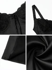 Look Polly Women's Easter Concert Mother's Day Elegant And Sexy Girl Style Old Money Style Design Sense High Grade French Wedding Banquet Party Festival Party Banquet Cruise Vacation Long Dress Carnival Dress Petite Women's Semi Formal Evening Dress Lace Splicing Strap Middle Long Dress Winter Women's Dress Summer Women's Ball Elegant Birthday Party Long Style Spring Autumn Tea Party Hidden Blue Split Strap Dress Wedding Dress 90s Clothing - Black - View 11