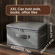 1 pezzo Scatola di storage pieghevole per casa con coperchio, contenitore di archiviazione file multi-funzionale con zip doppia, scatola di storage per vestiti in tessuto Oxford stile cassetto, per jeans, maglioni, decorazione autunnale, decorazione festiva, decorazione per la stanza, decorazione da camera da letto, decorazione per armadio