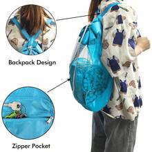 Mesh Beach Bag With Drawstring, Foldable Storage Bag With Adjustable Shoulder Strap, Large Capacity Swimming Bag - Multicolor - View 1