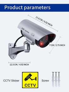 1pc Solar Powered Realistic Fake Security Camera, Home/Yard/Garage Anti-Theft Dummy Surveillance Camera With Red Flashing Light, Lightly Water-Resistant, Battery Powered & Solar Powered Models Available