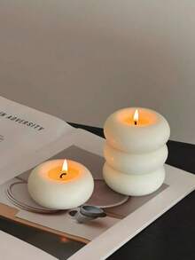 1/2/3Pcs Handmade Donut Candle, Holiday Decor, Creative Handicraft Gift, Aromatherapy Candle Ornament, Birthday Present, Cute Decoration, Photography Prop, Valentine's Day Gift, Mother's Day Gift, Creative Ornament, Shaped Candle, Home Decor, Dining Table Decor, Christmas Decoration