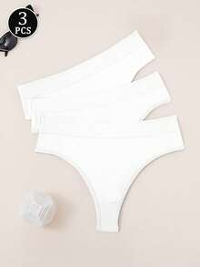 3 Pack minimalistische Damen Sportslips mit mittlerer Taille, einfarbig, lässig & bequem