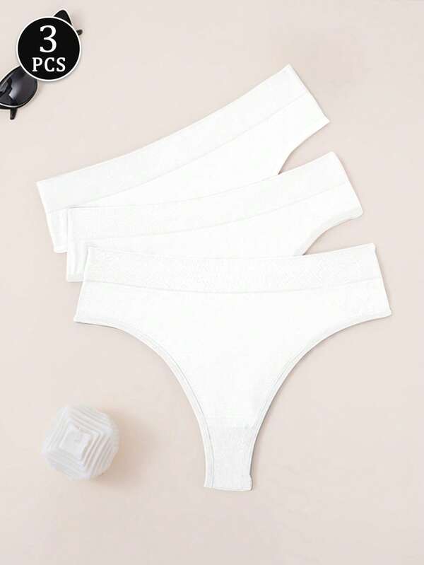 3 Pack minimalistische Damen Sportslips mit mittlerer Taille, einfarbig, lässig & bequem