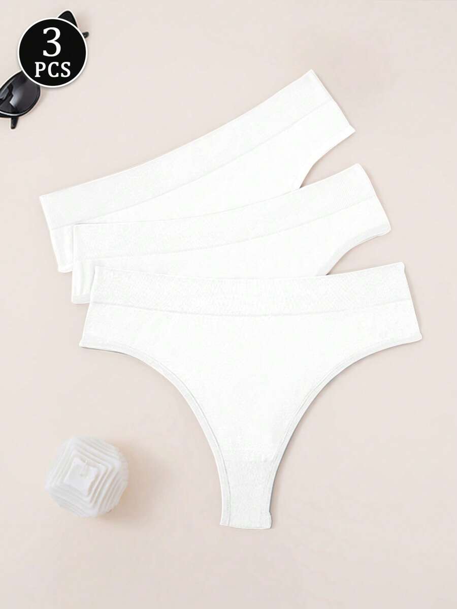 3 Pack minimalistische Damen Sportslips mit mittlerer Taille, einfarbig, lässig & bequem