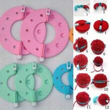DIY 工艺用品制作针织工具 8 件 4 种尺寸绒球编织器 PomPom 制作器针织织机套件（颜色随机）