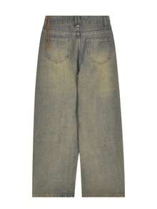 Quần jeans nữ dáng rộng, cạp cao, ống đứng, thích hợp cho mùa xuân. - Rửa tối - Xem 4
