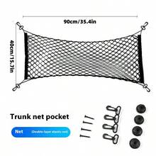 1pc Car Trunk Storage Net Bag, Luggage Organizer Net Pouch For Vehicle Rear Cargo Holder For Women Storage Organizer Travel Essentials Back To School Dormitory Storage - Black - View 14