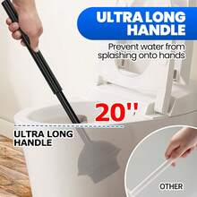 4-Piece Toilet Brush And Plunger Set, Extended Handle Plunger,Toilet Bowl Brush Plunger Set,Bathroom Cleaning Tools,Cleaning Brush,Cleaning Supplies,Toilet Brush Plunger Combo,Black(20inch) - Dark Grey - View 11