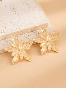 Set de 2 Pendientes elegantes y de lujo con flor de metal, accesorios de moda para mujer, fiesta, boda, cumpleaños, regalo