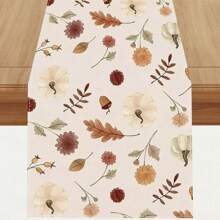 Autumn Season Table Runner, Fall Leaves Pumpkin Flower Family Kitchen Dining Table Decor, Thanksgiving Harvest Festival Decoration And Home Accessories