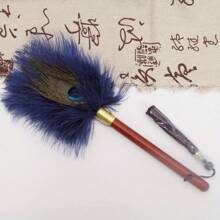 28-47cm künstliche Feder mit Nussholzgriff Staubwedel, mit Quasten Haushalts Staub Wischer Bürste Griff Entfernung und Reinigungsornament, antistatisch Entfernungs Duster Fellendreinigungsutensilien