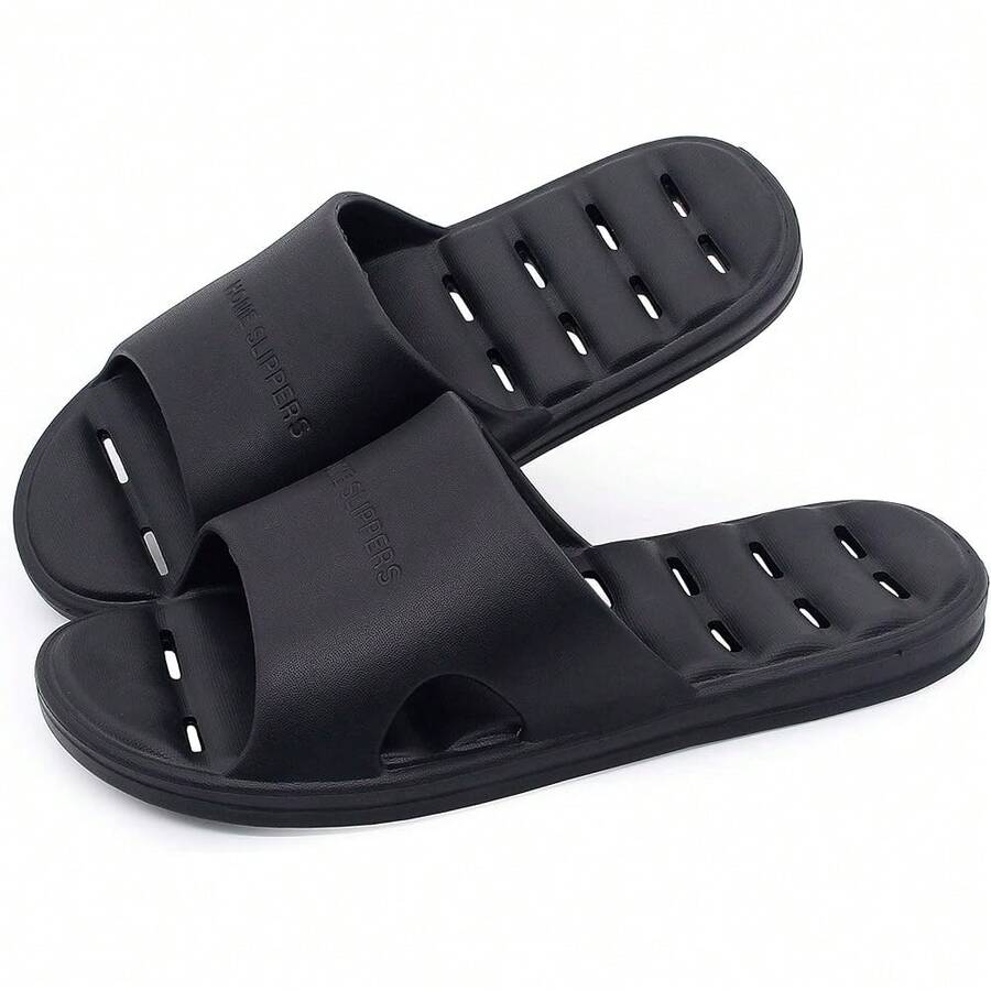 New- Women's Shower Slipper, Quick Rying Non-Slip Slippers, Bathroom Hou & Pool San, In-Oor Slipper For Gym, Soft Sole, Beige, Size S, M, L, XL - Black - View 1
