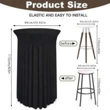 1 pieza Mantel elástico de cóctel - Elegante mantel redondo de poliéster y spandex, apropiado para banquetes y bares de lujo, con bordes encanados blancos, perfecto para fiestas y eventos, mantel elástico