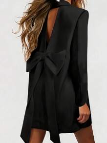 Vestido de fiesta negro sexy y elegante con diseño de lazo y espalda descubierta, vestido corto de cóctel para reuniones de Año Nuevo