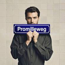 1 Stück Vintage "Promilleweg" Metallschild, 40,64 x 10,16 cm, blau mit weißer Beschriftung - wasserfeste Eisenwandkunst, einfach aufzuhängen, ideal für Zuhause, Outdoor und Feiertags-Dekoration, Metall Wandkunst Dekoration