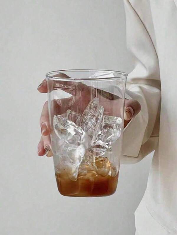 [1 Stück] Glas Trinkglas, klares Trinkglas, Kaffeetasse, Getränkeglas, Saftglas, Eisgetränkbecher, minimalistisches Design, hitzebeständiges Glas, klarer & simpler Stil, leicht zu reinigen für den täglichen Gebrauch, für Zuhause, Küche, Büro, Veranstaltungen, Erwachsenengeschirr, Hausgebrauch