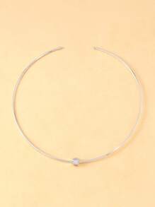 1 pieza Collar de circonita redonda, accesorio de moda para fiestas para mujeres