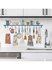 Kitchen Stickers/Decorative Stickers Kitchen Tableware Apron Bag Hanging Stickers Waterproof And Dustproof Stickers, 1 Piece Pvc Material Removable Wear-Resistant Stickers, Wall Stickers 23.6*15.7 Inches, Suitable For Kitchen Decoration, Wall Decoration, Restaurant Decoration, Interesting Birthday Gifts, Graduation Gifts, Make Your Home A New Look