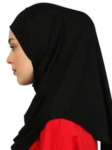 1 Stück einfarbige Frauenkopfbedeckung, modisch vielseitig bequemer Polyester Plissee Kopftuch, praktisches Kopftuch, Tudong, sofort lange Khimar Hijab, geeignet für den täglichen Gebrauch, alle Jahreszeiten