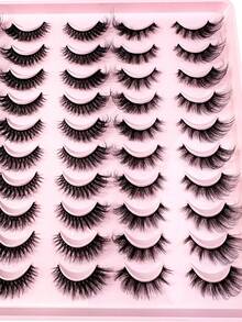 30Pairs Fluffy Artificial Mink Eyelashes Slim False Eyelashes Thick False Eyelashes Curling False Eyelashes 3D Natural False Eyelashes Suitable Cat Eye Lashes For Various Occasions - màu đen - Xem 2