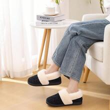 New-  Women's Fuzzy Memory Foam Slippers, Clo Back Knit Beroom Slippers, Slip-On Warm Hou Sho For Inoor & Outoor Comfort - Black - View 2