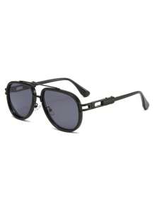 1pc Men's New Double-Bridge Classic Business & Vintage Pilot Style Gradient Color Full Frame Fashion Fashion Glasses, Suitable For Daily Use