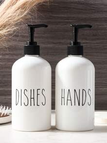 GAONLY 两件套洗手液和洗洁精套装 - 带托盘的厨房皂液器套装 - 竹制皂液器，适用于厨房水槽 - 波西米亚风厨房装饰，现代风格装饰（黑/白）返校季 - 白色 - 查看 6