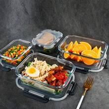 10 Gray Glass Food Storage Containers With Lids, Suitable For Meal Prep, Kitchen Storage, And Lunch Use, Leak-Proof, Sealed Glass Lunch Boxes, Suitable For Microwave, Oven, Refrigerator, And Dishwasher - 灰色 - 查看 7