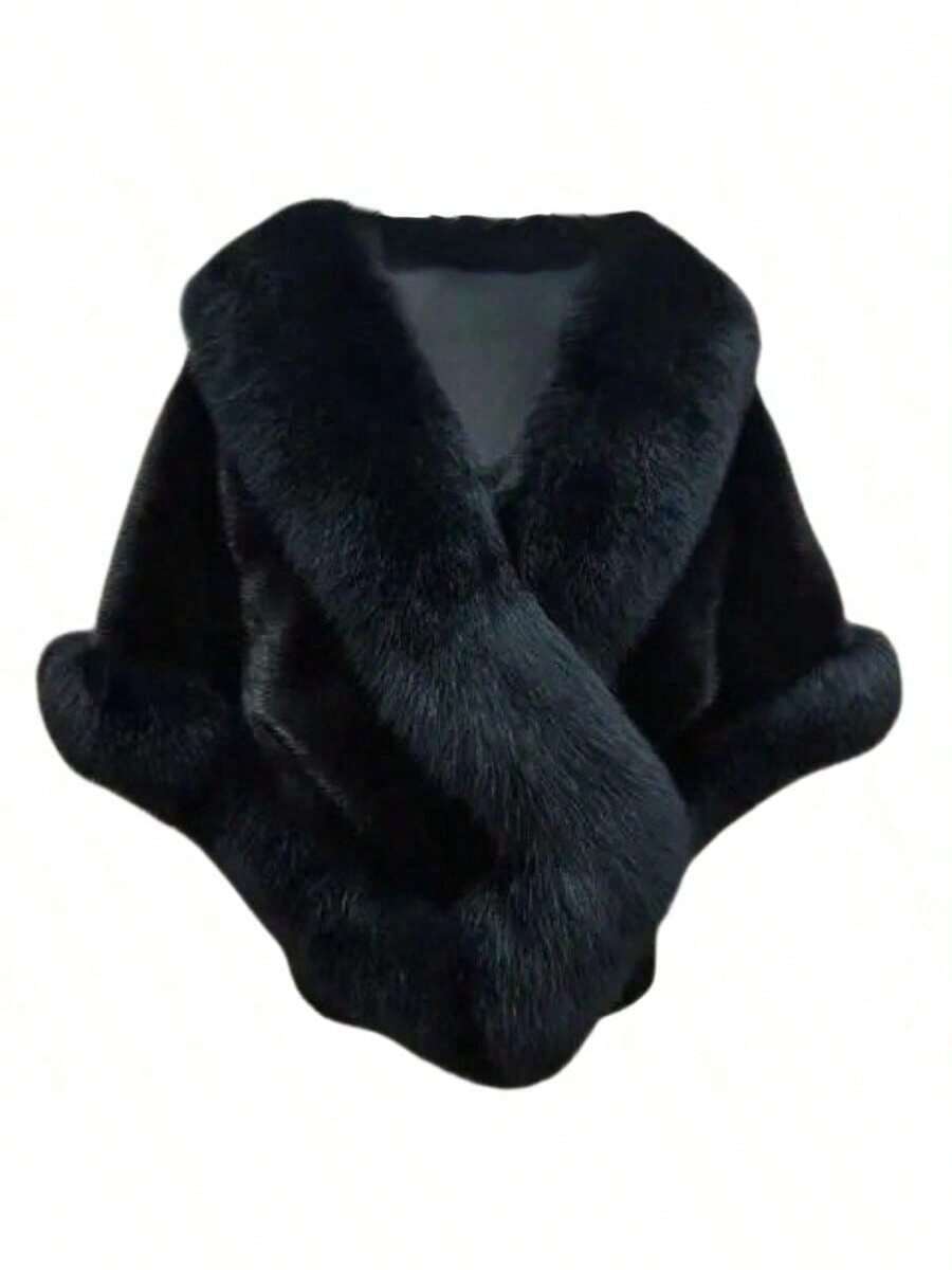 Fashionable New Faux Fur Soft & Fluffy Outdoor Casual Warm Women Shawl, Autumn/Winter - Long White Beard - View 1