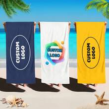 1 pezzo Asciugamano da spiaggia personalizzato, può essere stampato con il tuo logo, adatto per aziende, beauty, società e marchi, può essere anche utilizzato come regalo, asciugamani con nome, regali per la spiaggia estiva, loghi commerciali, per creare un'atmosfera da vacanza. - Multicolore - Visualizzare 2
