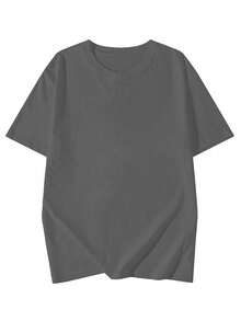 200g Pure Cotton T-Shirt 2025 Summer Ladies New Short Sleeve Pure Cotton Holiday Pattern Short Sleeve Round Neck Couple Wear Small Shirt Tops - 深灰色 - 查看 4