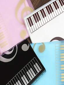 1pc Music Piano Notation File Folder, Suitable For A4 File Folder, Booklet, Pentagram Folder, For Students, Musicians, Piano Score Folder With 40 Pockets Music File Folder - Multicolor - View 8
