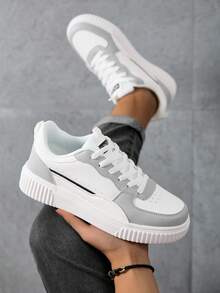 Herren Skaterschuhe mit dicker Sohle - höhenerhöhende rutschfeste Sneaker, leichte Streetwear-Schuhe, weiße multifunktionale Sportschuhe für den Frühling - Grau - Übersicht 5