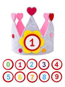 1Set Crown Shaped Birthday Decorative Hat,Felt Adjustable Crown Birthday Hat With Number 0-9 Including Five Styles,Birthday Party Decoration,Photo Props Decor,DIY Decorative Hat,1st Birthday Party Accessory,Dress Up Headwear,Babyshower,Gender Reveal Party Decor,Party Favors,Holiday Party Supplies
