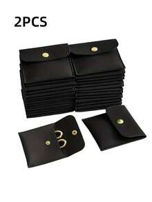 2/10/20pcs White Silver Pink Black Faux Leather Jewelry Pouches With Snap Closure Jewelry Storage Bag - Luxurious Gift Bags For Earrings, Necklaces, Bracelets, And Rings - Perfect For Storage & Pieceaging ﻿