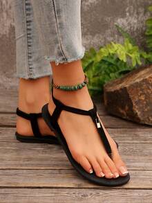 Dép lê quai ngang thời trang mới dành cho nữ, dép xỏ ngón kiểu La Mã sành điệu màu đen, be, nâu; dép đi biển dệt dày màu trơn thoải mái; dép đế dày được các blogger khuyên dùng; giày đi biển mùa hè; dép lê gót thấp mũi tròn khóa cài thanh lịch; dép ngoài trời đơn giản bằng da chống trượt, kháng mùi, đính hạt; dép lê đế bằng đa năng dành cho nữ, dép xỏ ngón. - màu đen - Xem 3