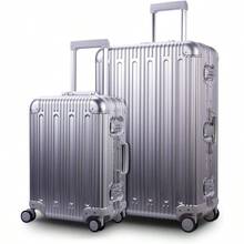 Equipaje de mano TRAVELKING todo de aluminio con candados TSA, carcasa rígida de metal frío y con ruedas giratoras (Plata, 20 pulgadas) - Plateado - Ver 8