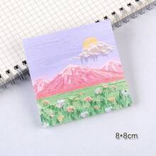 1 Notebook, 80 Sheets Oil Painting Style Sticky Notes, High-Quality Student/Planner Use, Minimalist Ins Style Landscape Memo Pad (Random) - Square - View 10
