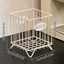 1pc Coffee Capsule Storage Box - Metal Material, New Square Design High Capacity Organizer, Home, Snack And Candy Storage Basket, Ideal For Kitchen, Bar Or Coffee Shop Counter Display, Colorful Coffee Bar Decor