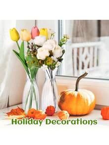 4pcs Plastic Striped Vase Small Transparent Container For Flowers, Highly Shatterproof, Can Be Used For Wedding, Party, Home Table Decoration, Formal Dinner Table Decoration, Windowsill Decoration Flower Arrangement Container - Clear - View 9