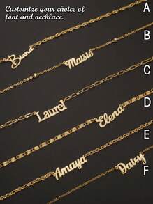 1 buc colier cu nume personalizat scris de mână, colier cu nume personalizat din oțel inoxidabil, pandantiv tăiat cu laser/Design minimalist, pentru femei și bărbați, accesoriu de vară, cadou de petrecere de ziua de naștere/Ziua Îndrăgostiților