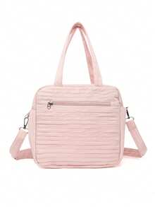 1 件多功能妈咪包，ins 风格轻便手提包/单肩包/斜挎包，大容量刺绣保温妈咪包 - 粉色 - 查看 6