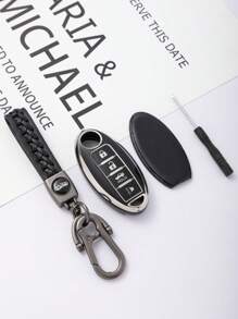 [Nissan Car Key Holder + Keychain 2pcs] Nissan Car Series Anti-Scratch & Anti-Drop + 0.1mm Ultra-Thin & Ultra-Quiet | 4-Button Precise Fit Car Models (Incl. Installation Screwdriver), Anti-Drop & Wear-Resistant Portable Design, 360° Signal Protection, Anti-Fingerprint Coating Maintains New Look [Please Check Details Page For Compatible Models]